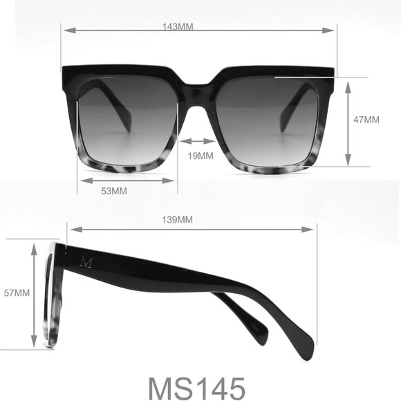 Women's Oversized Square Sunglasses UV400 Protection Fashion Gift 53mm - Picture 5 of 6